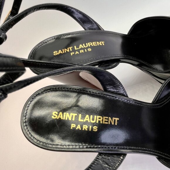Saint Laurent Jodie Size 8B Calf Leather Ankle-Strap Platform Sandals Nero Color - Picture 8 of 16